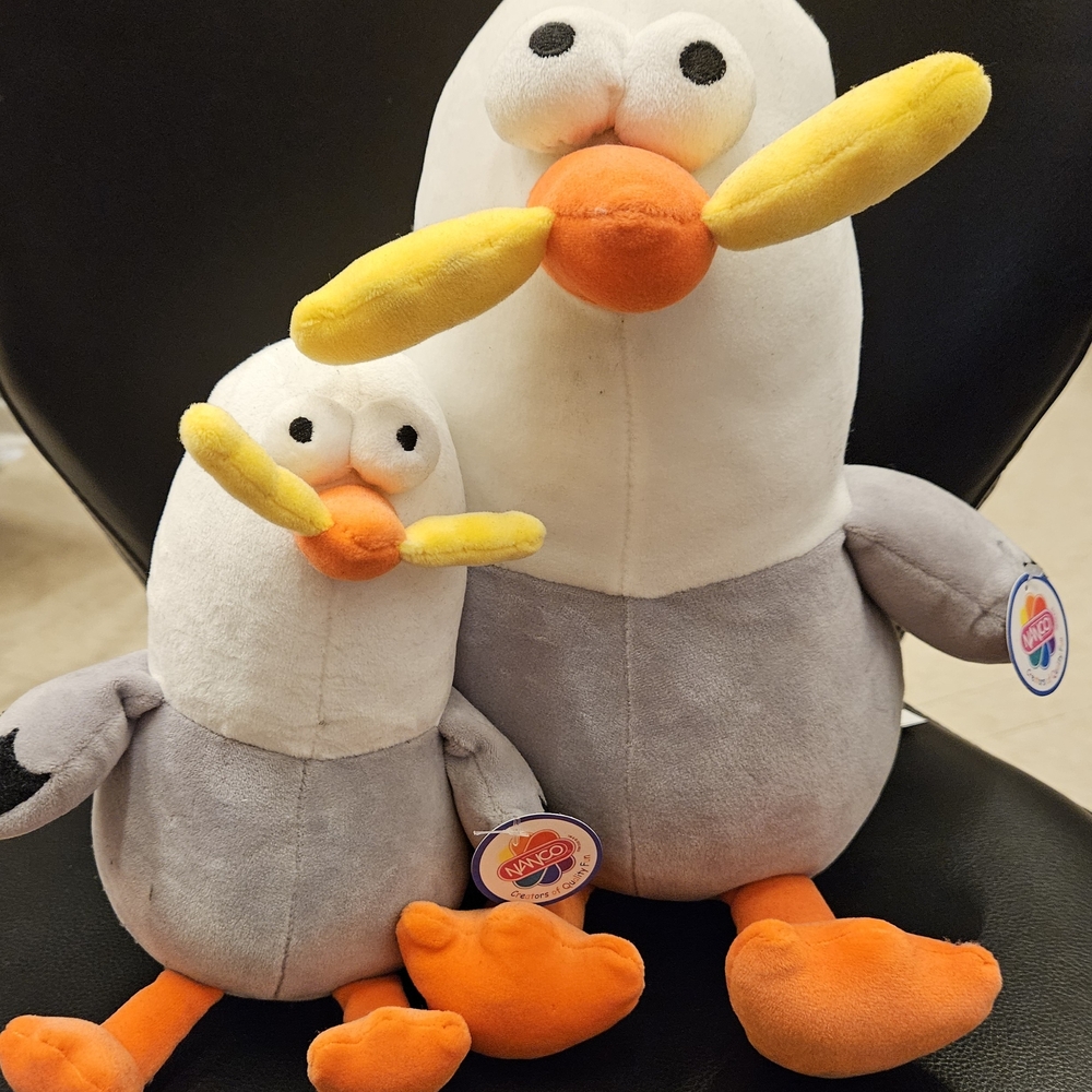 Seagull Plush Toy Set with Orange and Yellow Accents